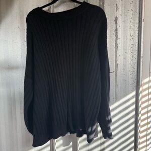 Aerie Slouchy Black Ribbed Sweater
